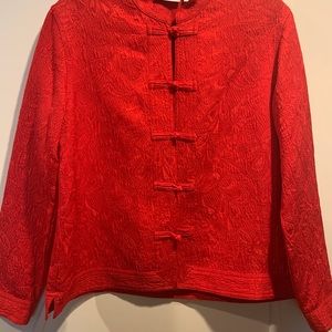 Chico’s silk jacket with frog closures